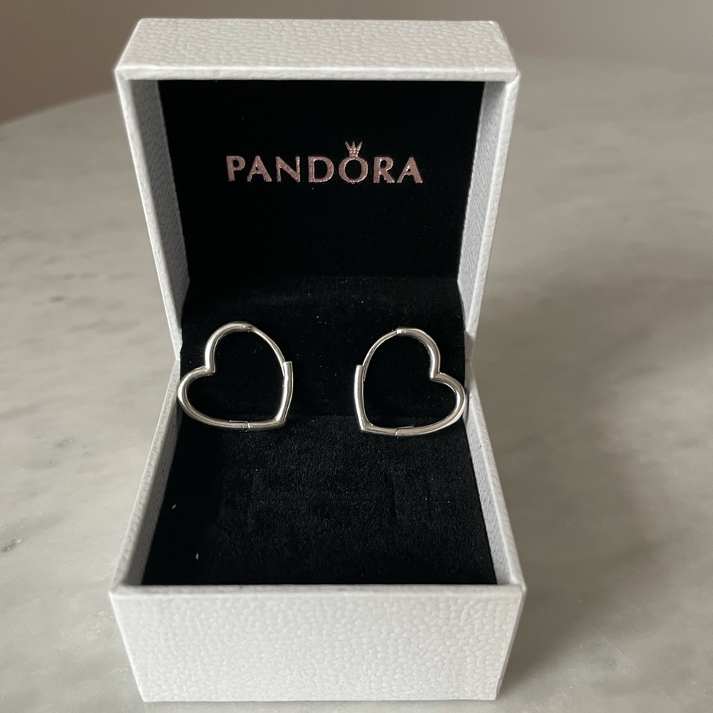 Pandora Asymmetrical Heart Hoop Earrings